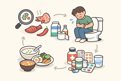 설사 원인에 따라 음식과 약 선택을 구분해 관리하는 흐름11