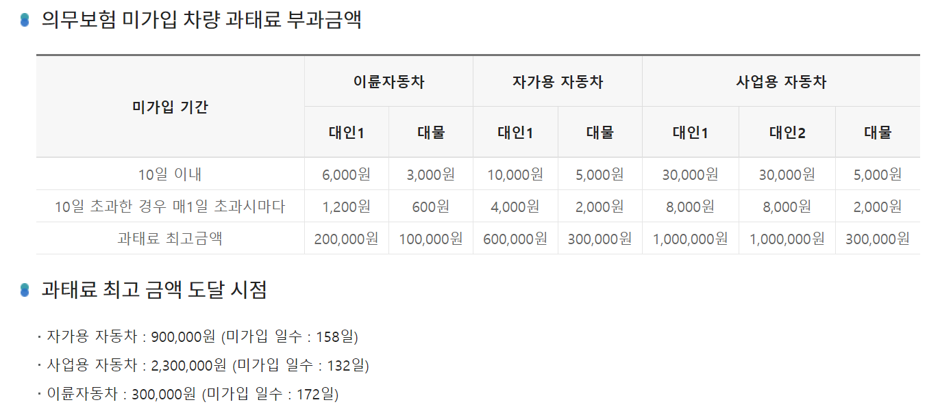자동차보험 만기 과태료
