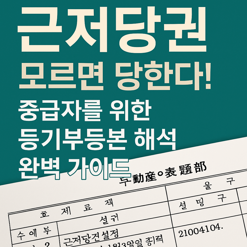 &quot;근저당권, 모르면 당한다! 중급자를 위한 등기부등본 해석 완벽 가이드&quot;