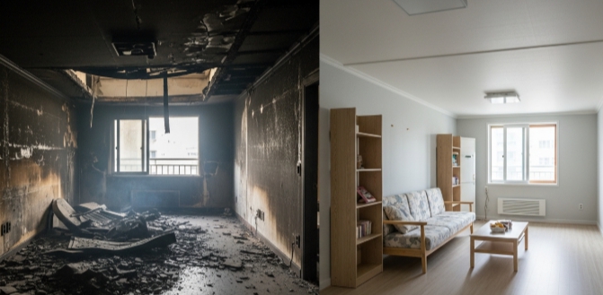 화재 복구 인테리어 전후