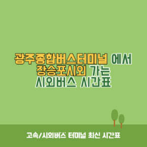 광주종합버스터미널에서 장승포시외 가는 시외버스 시간표 최신정보