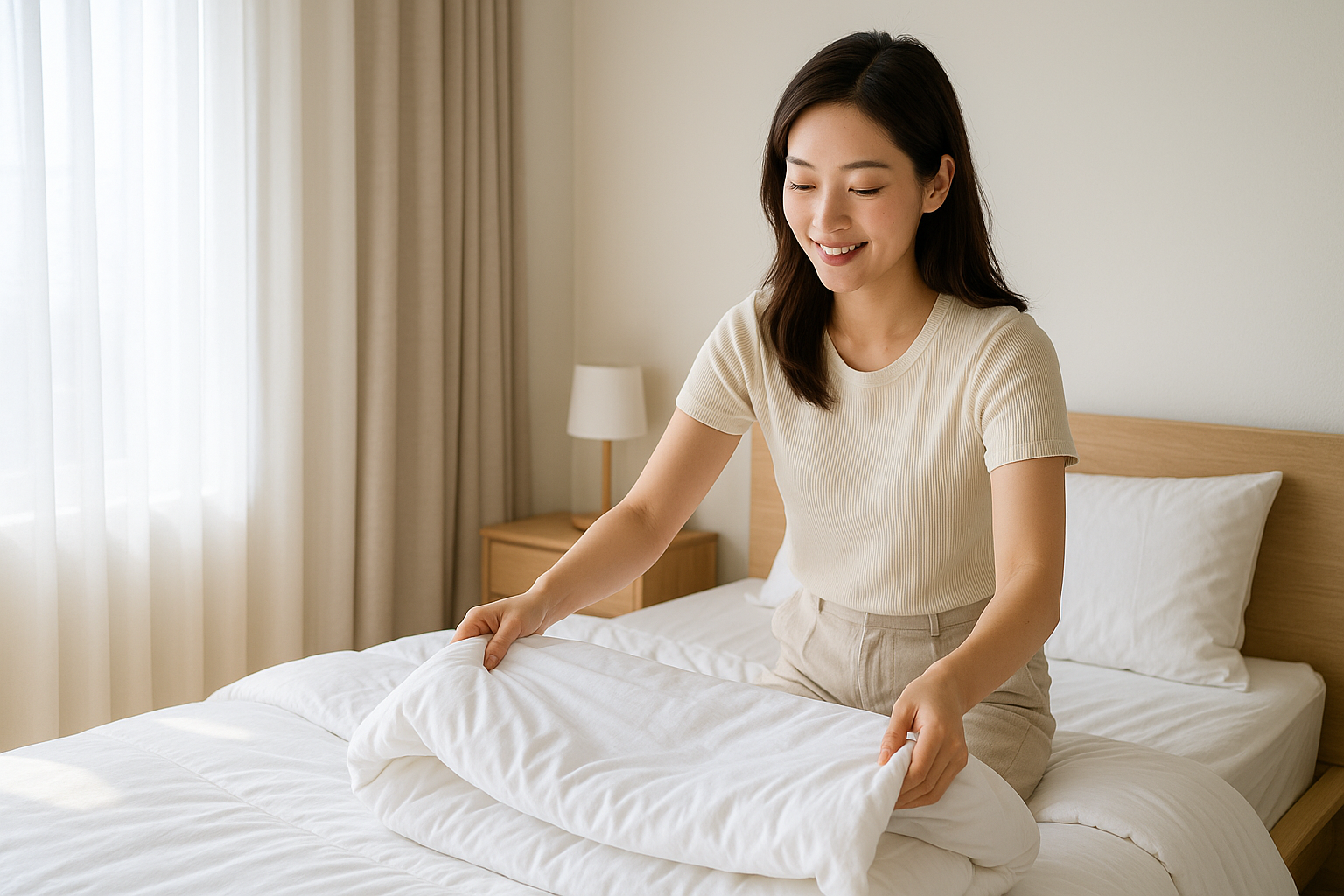 세탁한 이불 정리