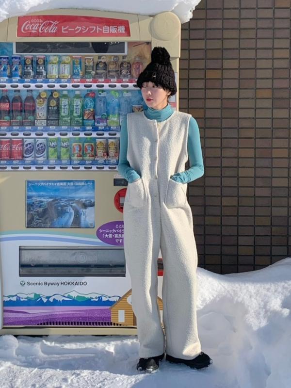 테디베어 점프수트 부클 뽀글이 멜빵 오버롤팬츠(2color)