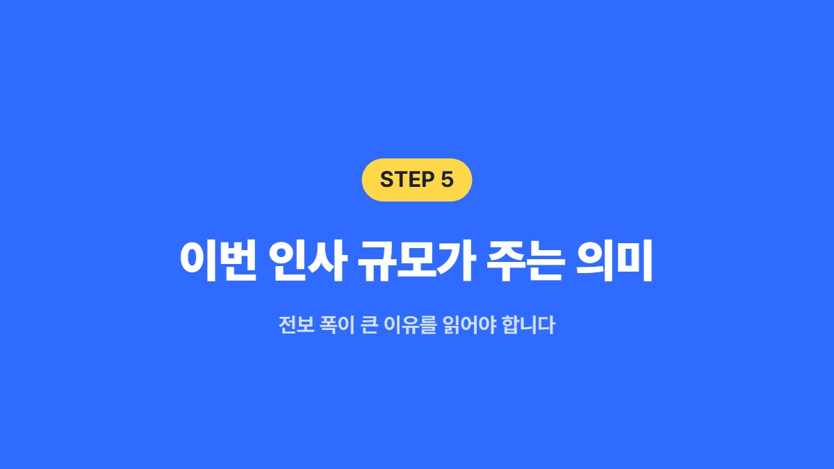 이번 인사 규모가 주는 의미 &mdash; 전보 폭이 큰 이유를 읽어야 합니다