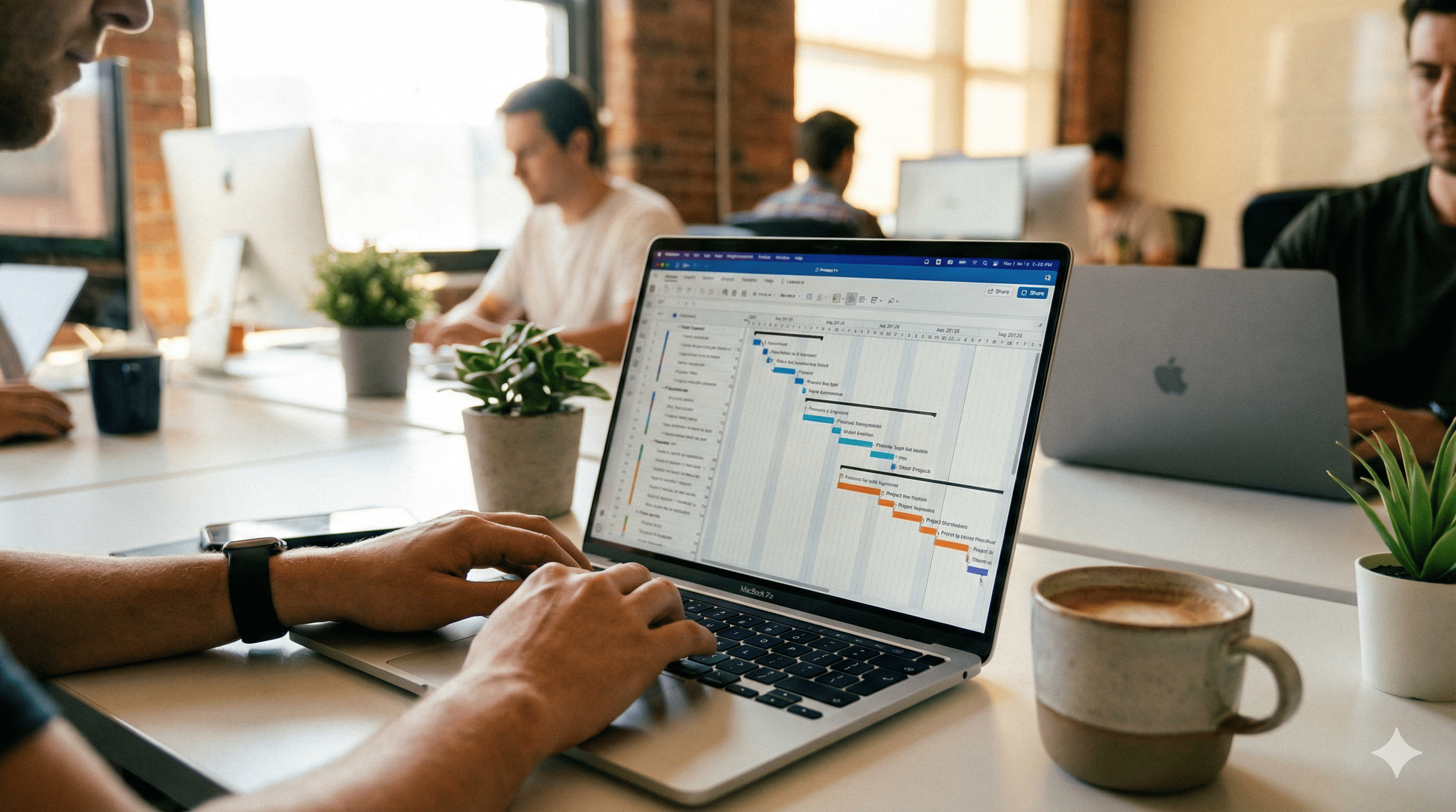 막힘없이 써 내려가는 기획안에서 느껴지는 확신과 업무의 여유. AI를 단순한 도구가 아닌 파트너로 삼아 자신감 있게 실무를 주도해 나가는 오피스의 활기찬 작업 풍경입니다.