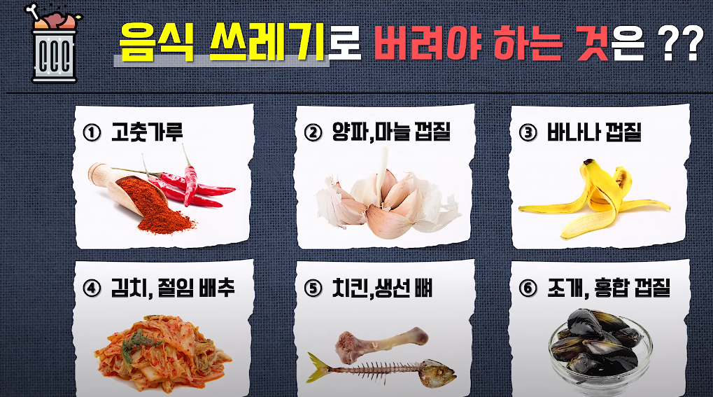 음식 쓰레기로 버려야 하는 것