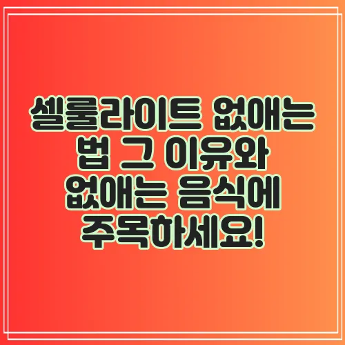 셀룰라이트 없애는 법 그 이유와 없애는 음식에 주목하세요!