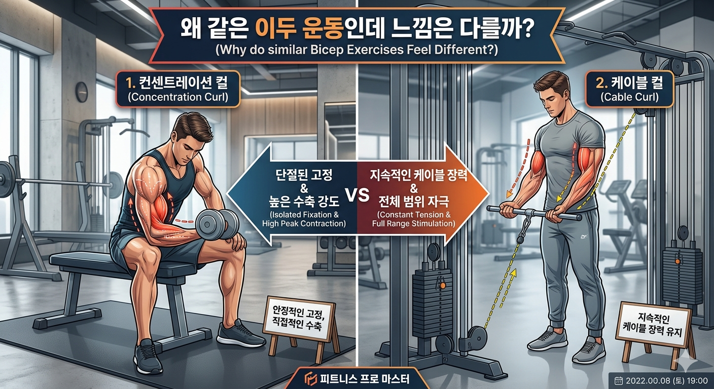 왜 같은 이두 운동인데 느낌은 다를까