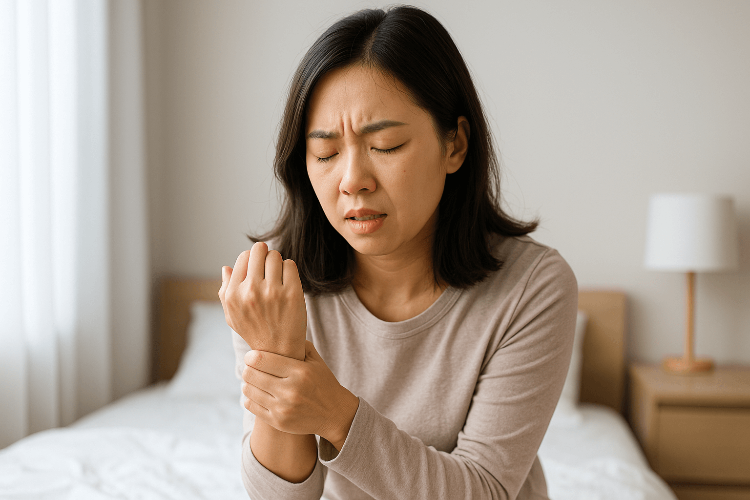 아침 손목 통증 - 사진