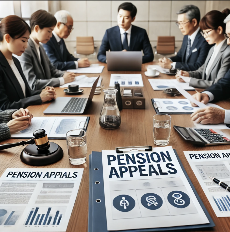 연금 권리와 관련된 회의를 진행하는 중