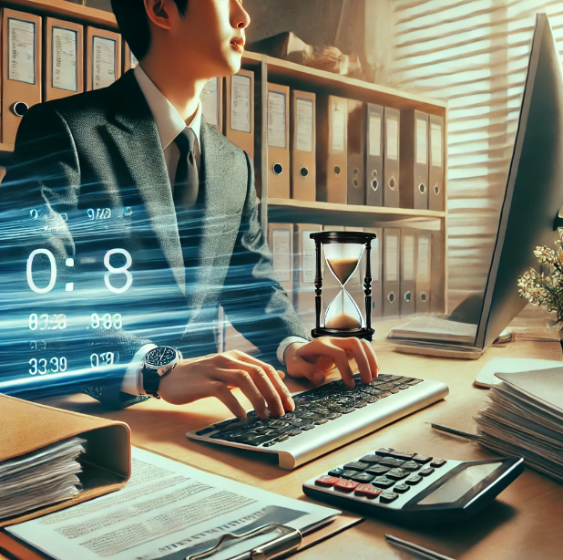 신속한 정보 관리를 위해 자료를 처리하는 사람의 모습