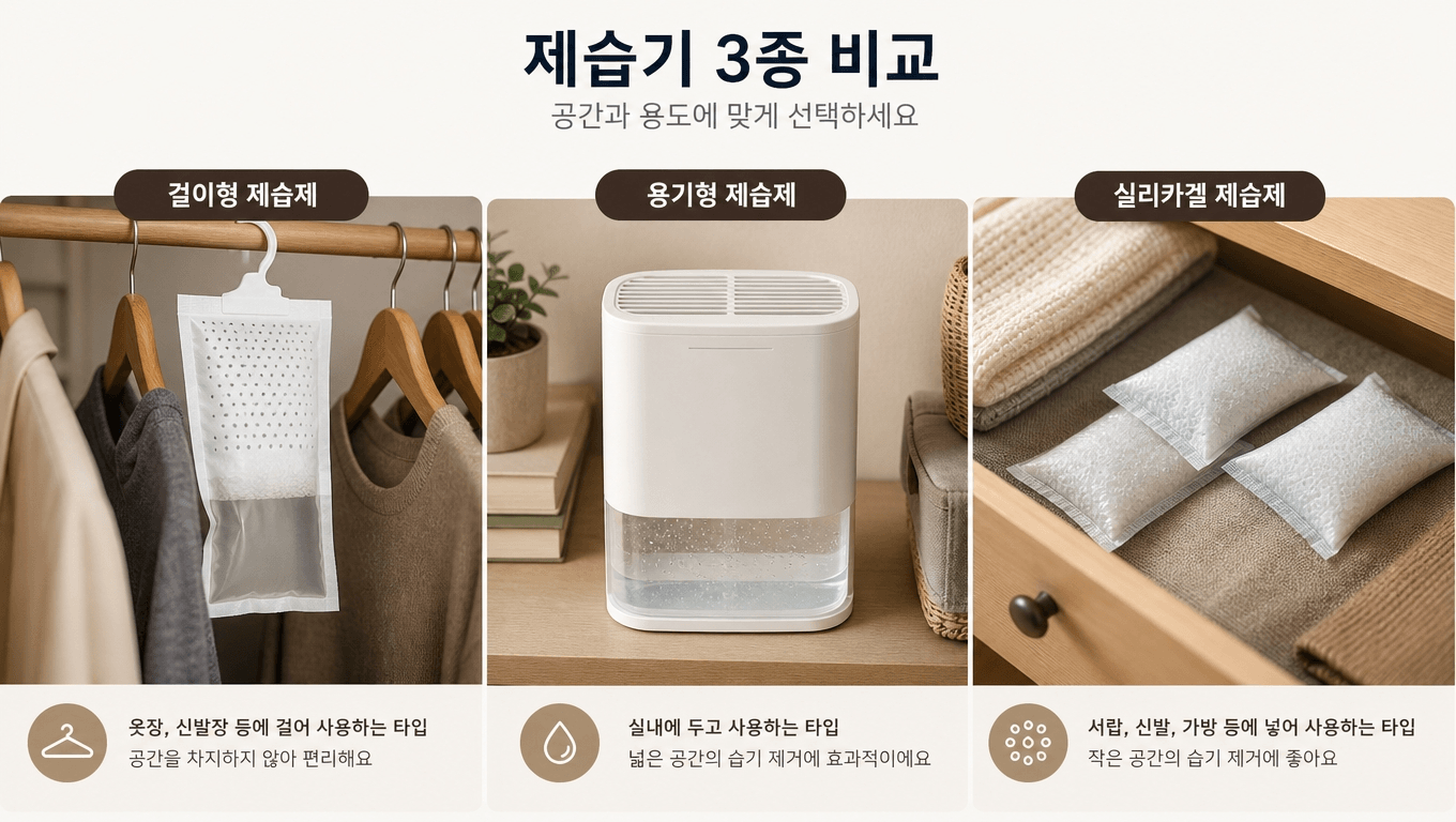 걸이형 통형 실리카겔형 제습제 차이