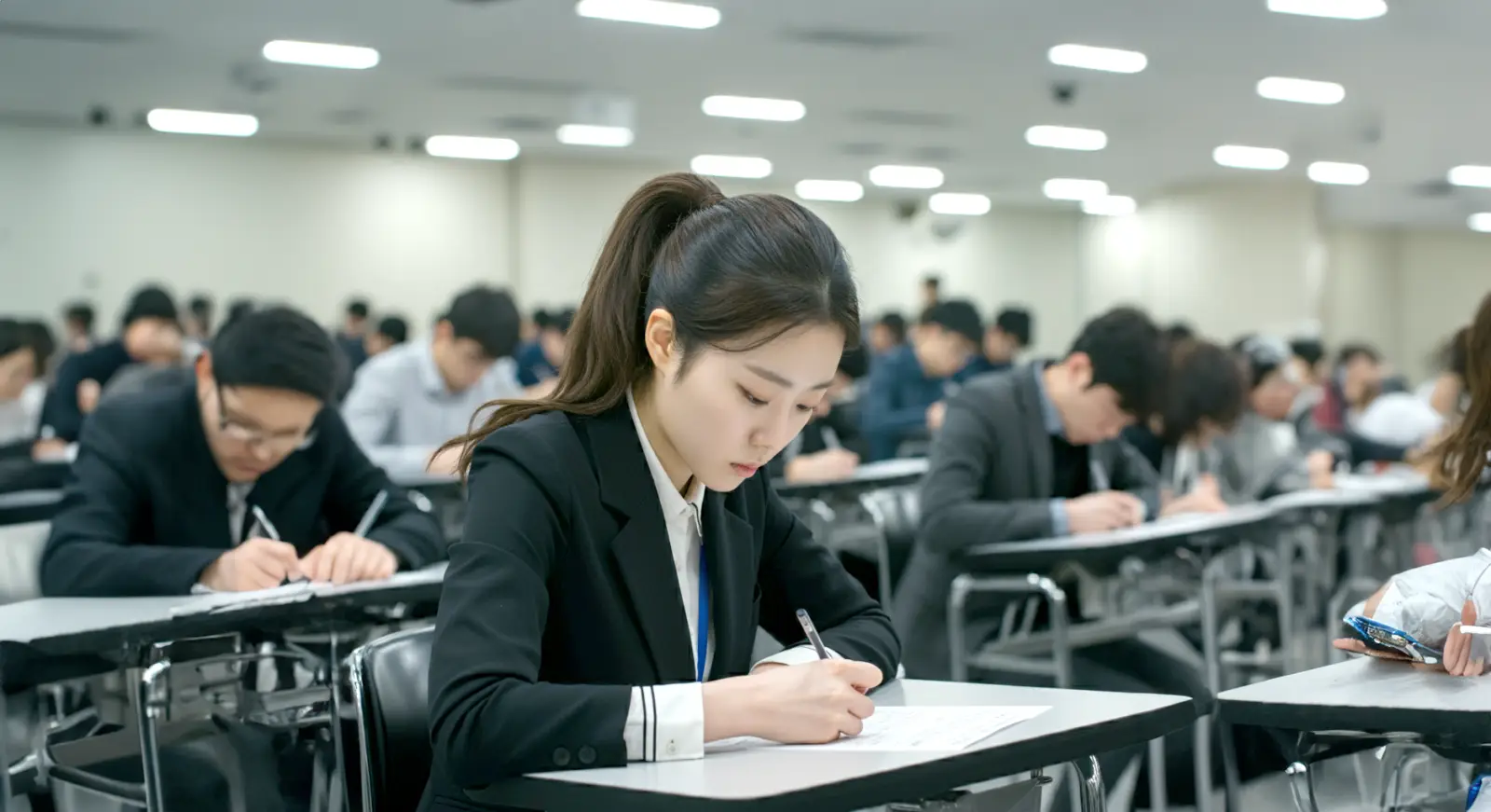 시험을 치르는 여성