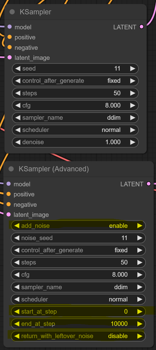 KSampler 노드 비교