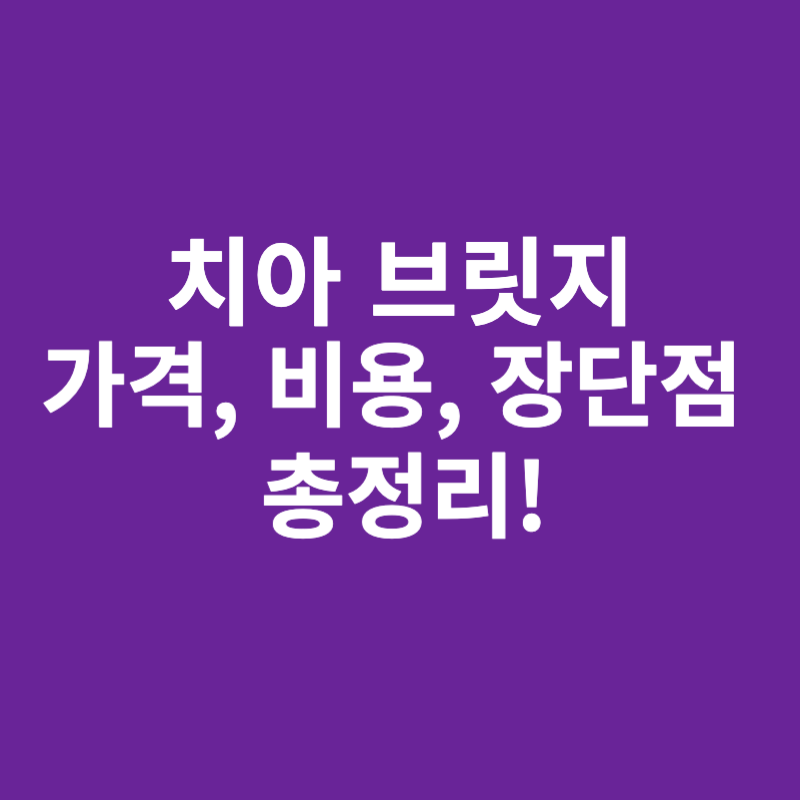 치아브릿지-가격-비용-장단점-총정리