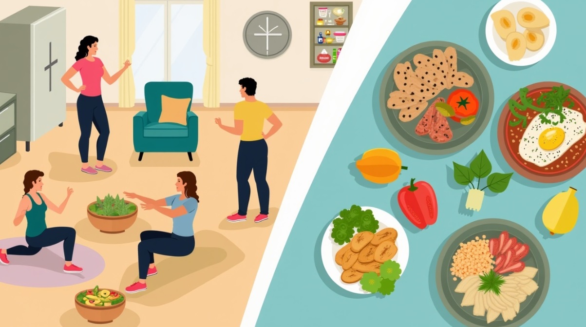 홈트와 비건식 그림