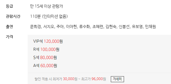 뮤지컬 메노포즈 예매 방법 일정 가격 주차 4