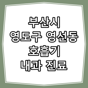 부산시 영도구 영선동 호흡기 내과 진료 동네 병원