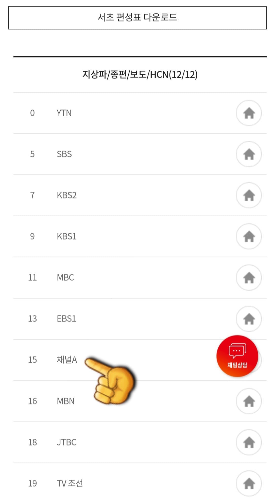 KT-HCN-서초방송-채널번호-및-편성표-확인-방법-안내-이어서&amp;#44;-프로그램-편성-정보-확인-방법도-매우-쉽고-간단한데요-KT-HCN-서초방송의-프로그램-편성-정보는-두-가지-방법으로-확인할-수-있습니다.-첫-번째-방법은-채널-편성표-페이지에서-아래로-스크롤을-내리면-채널-번호-목록이-나타나는데요.-예를-들어&amp;#44;-채널A의-편성표를-확인하고-싶다면-15번-채널A를-클릭합니다.