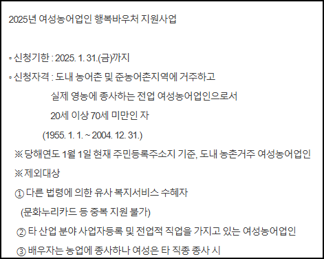 여성농어업인 지원