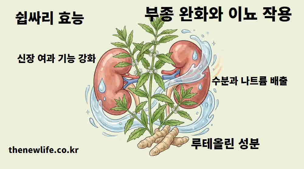 쉽싸리 효능 부종 완화 이뇨 작용