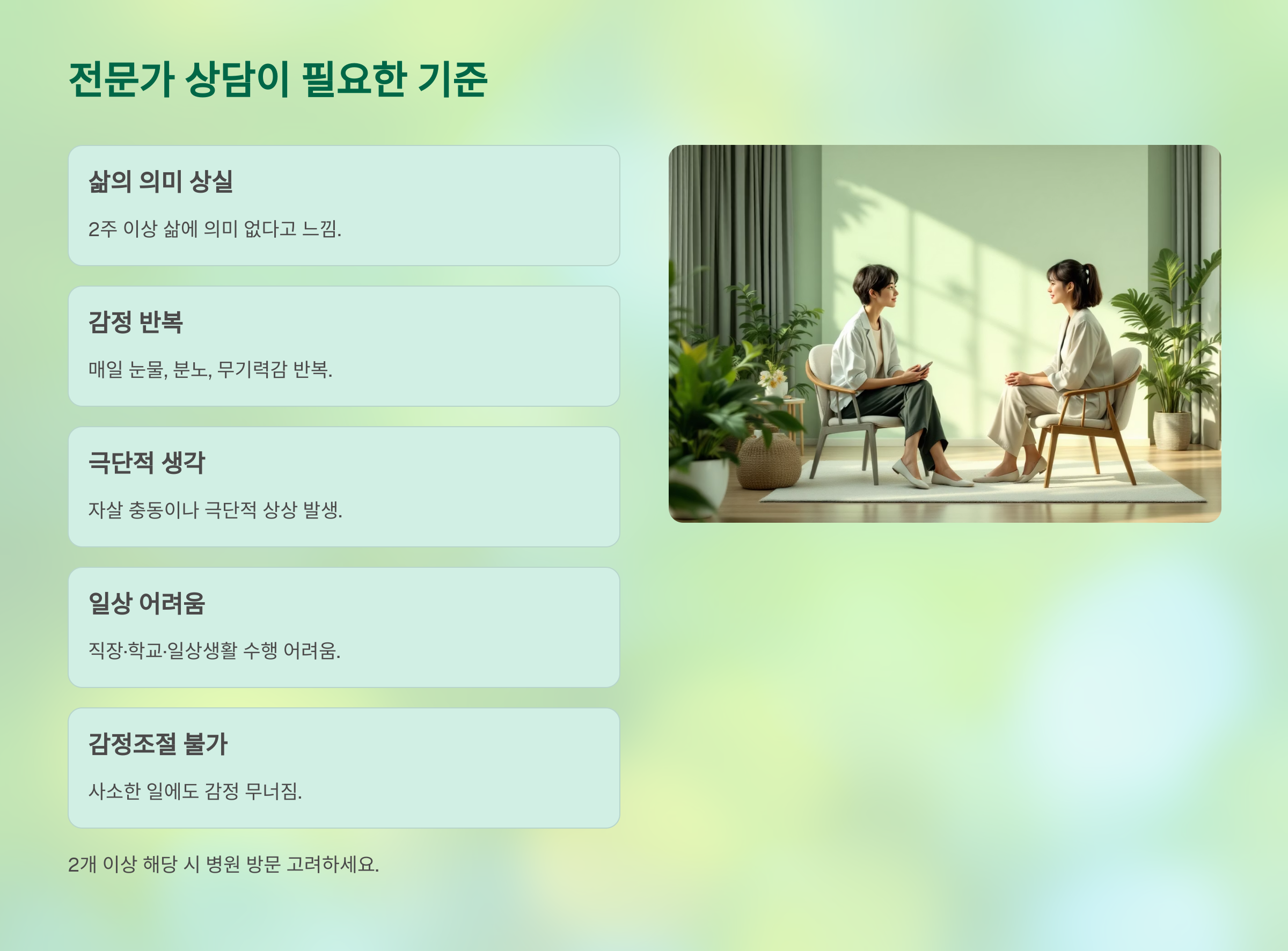 전문가 상담이 필요한 기준