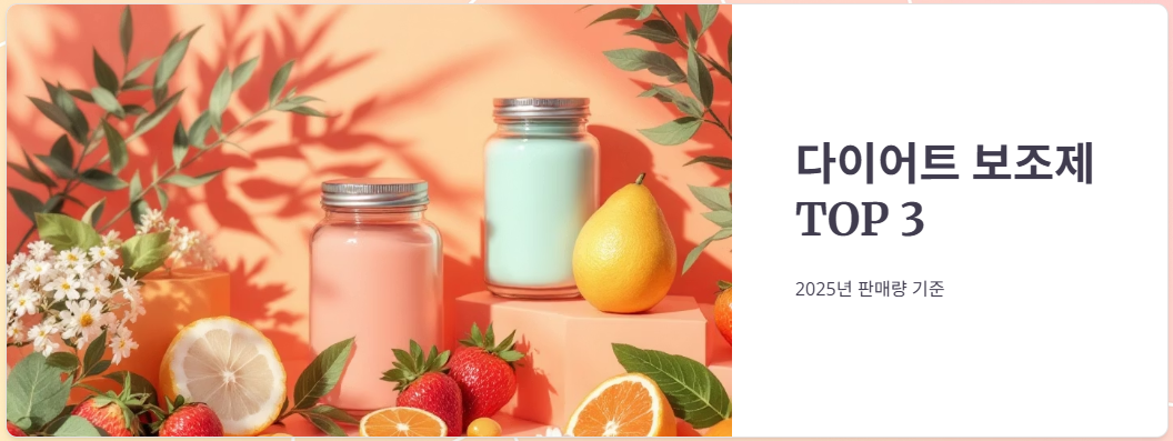 다이어트보조제순위 2025년 판매량 기준 TOP 3