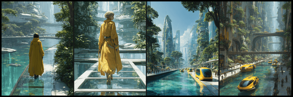 미래도시와 사이버 조합 예시 Midjourney
