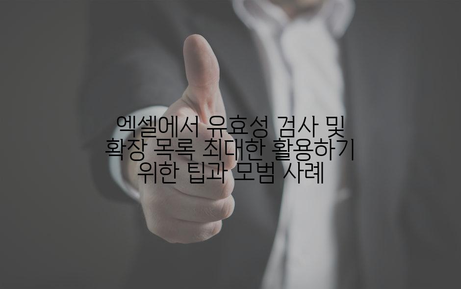 엑셀에서 유효성 검사 및 확장 목록 최대한 활용하기 위한 팁과 모범 사례