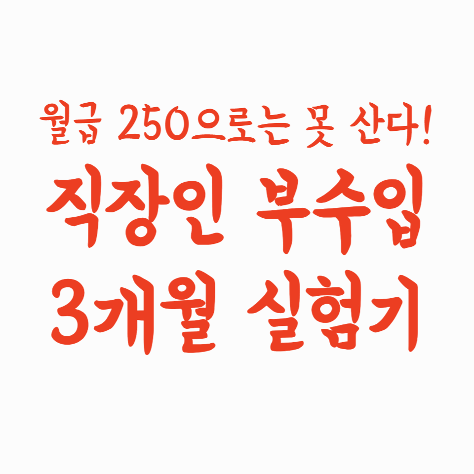 월급 250으로는 못 산다! 직장인 부수입 3개월 실험기