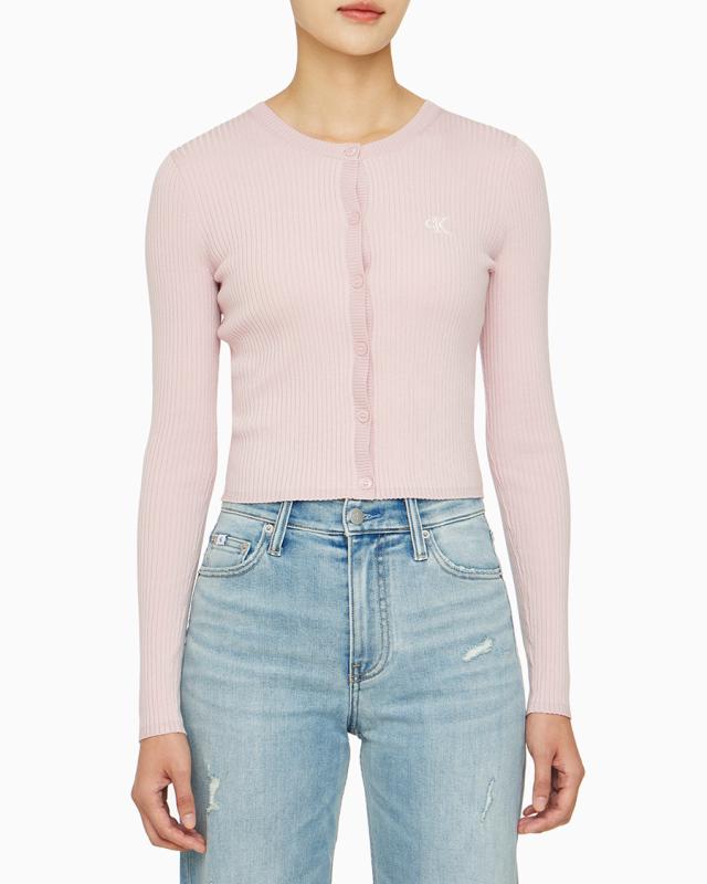 CALVIN KLEIN JEANS 여 슬림 크롭 립 가디건 YBI J223846