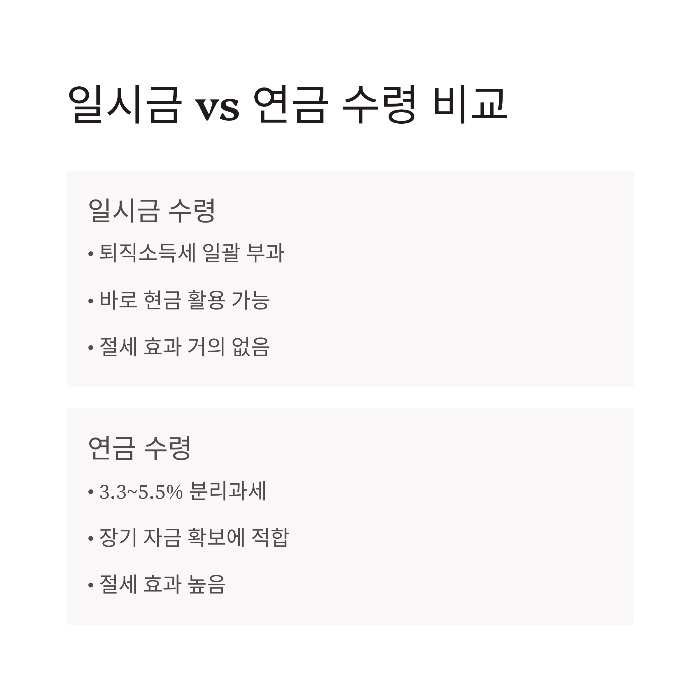 일시금 vs 연금 수령 비교