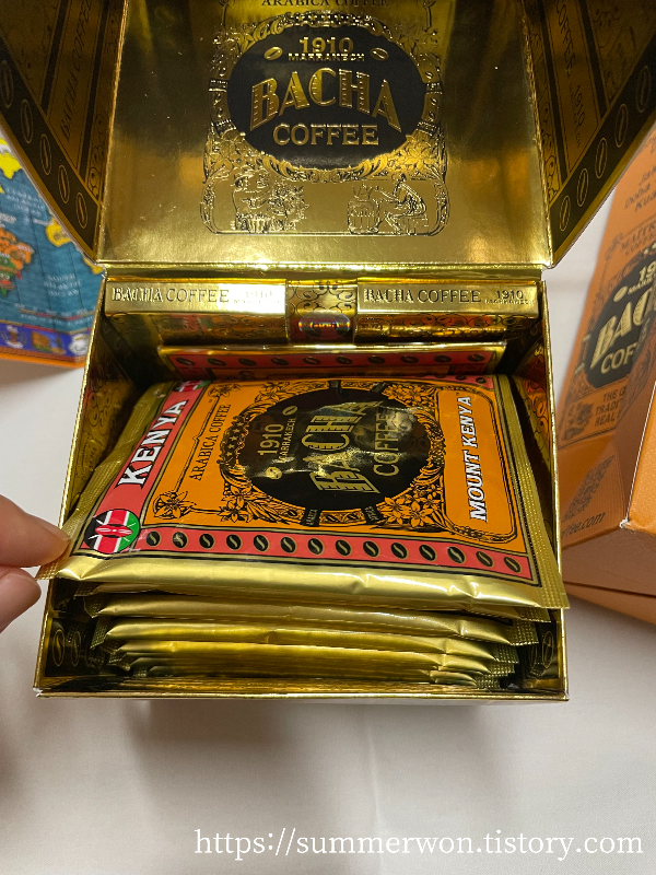 바샤커피 드립백 박스 안쪽