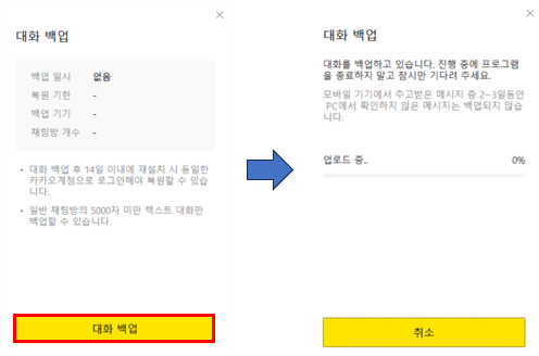 카카오톡 대화 백업 방법 사진