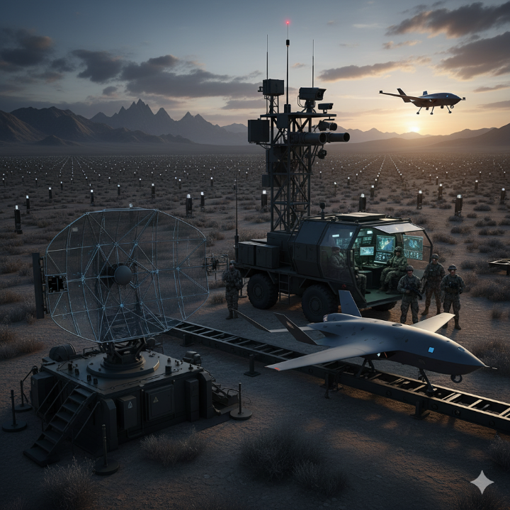 레이더나 정찰 자산 등 첨단 무기 시스템 이미지