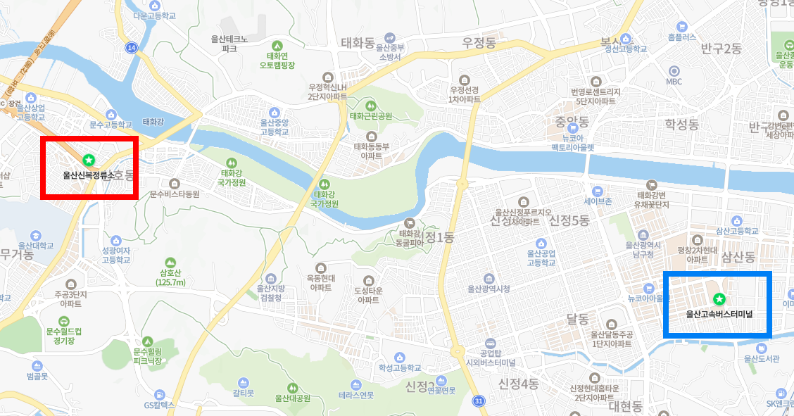 울산고속버스터미널 위치-지도