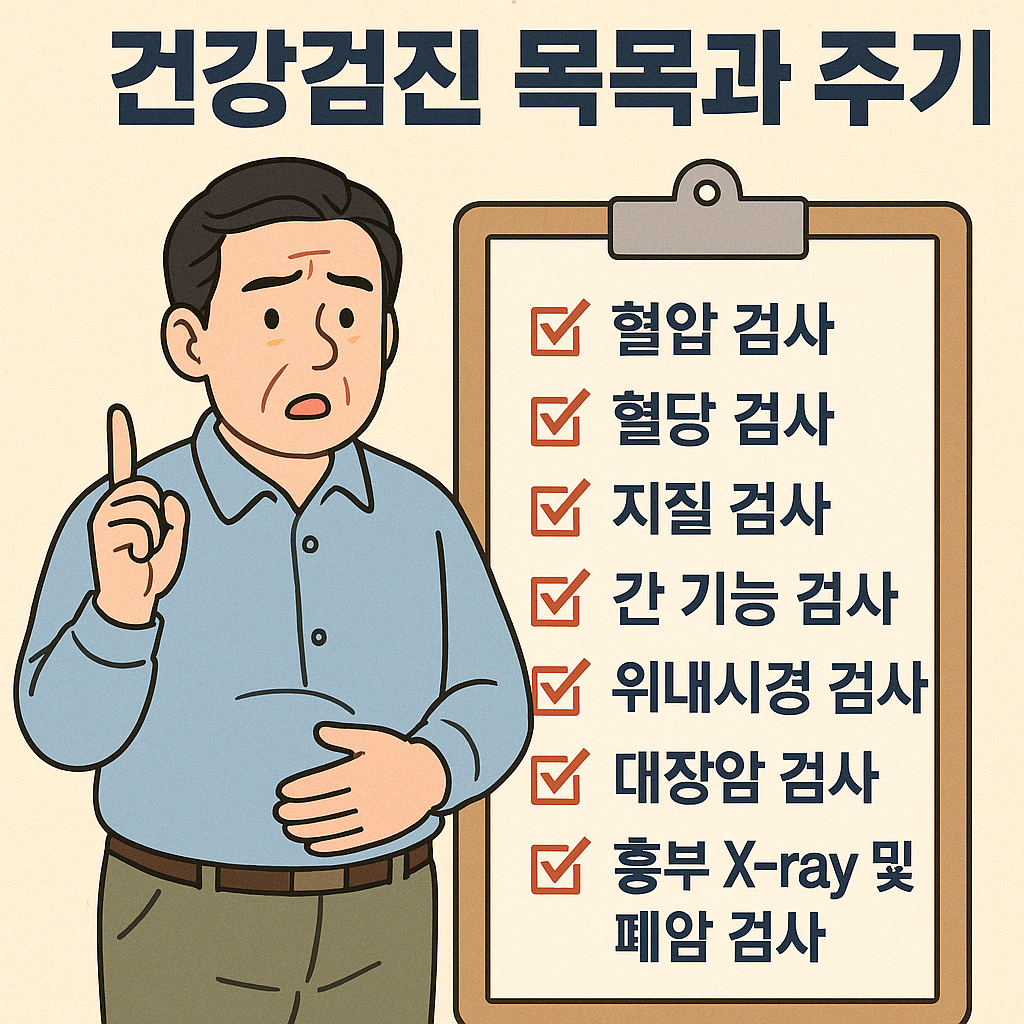 40대 이후 건강 검진 목록과 주기 이미지