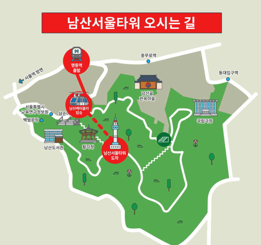 남선서울타워 오시는길(케이블카)