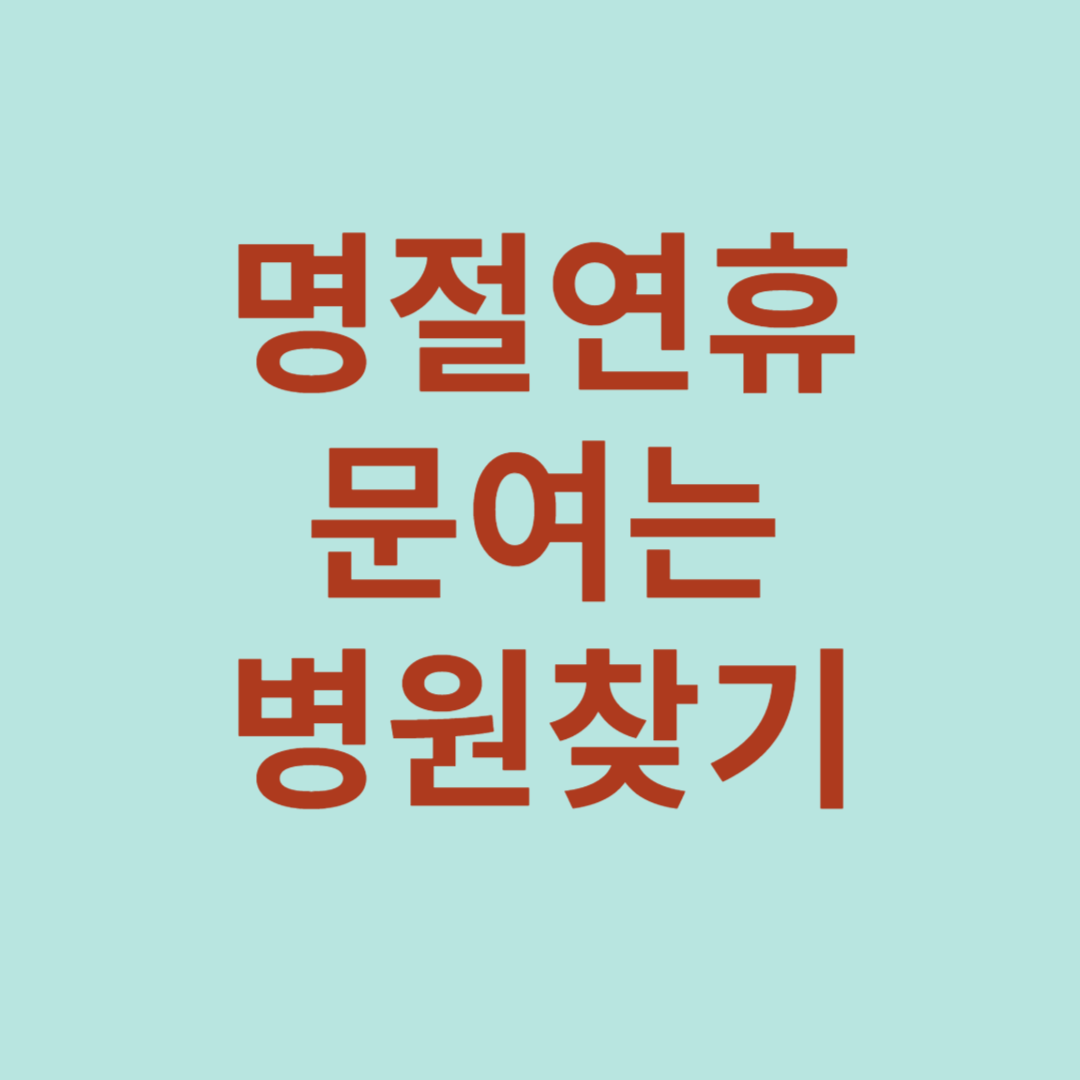 명절 연휴 문여는 병원 찾기