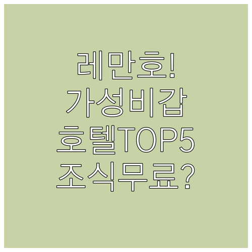 스위스 레만호 가성비 호텔 추천 5곳..