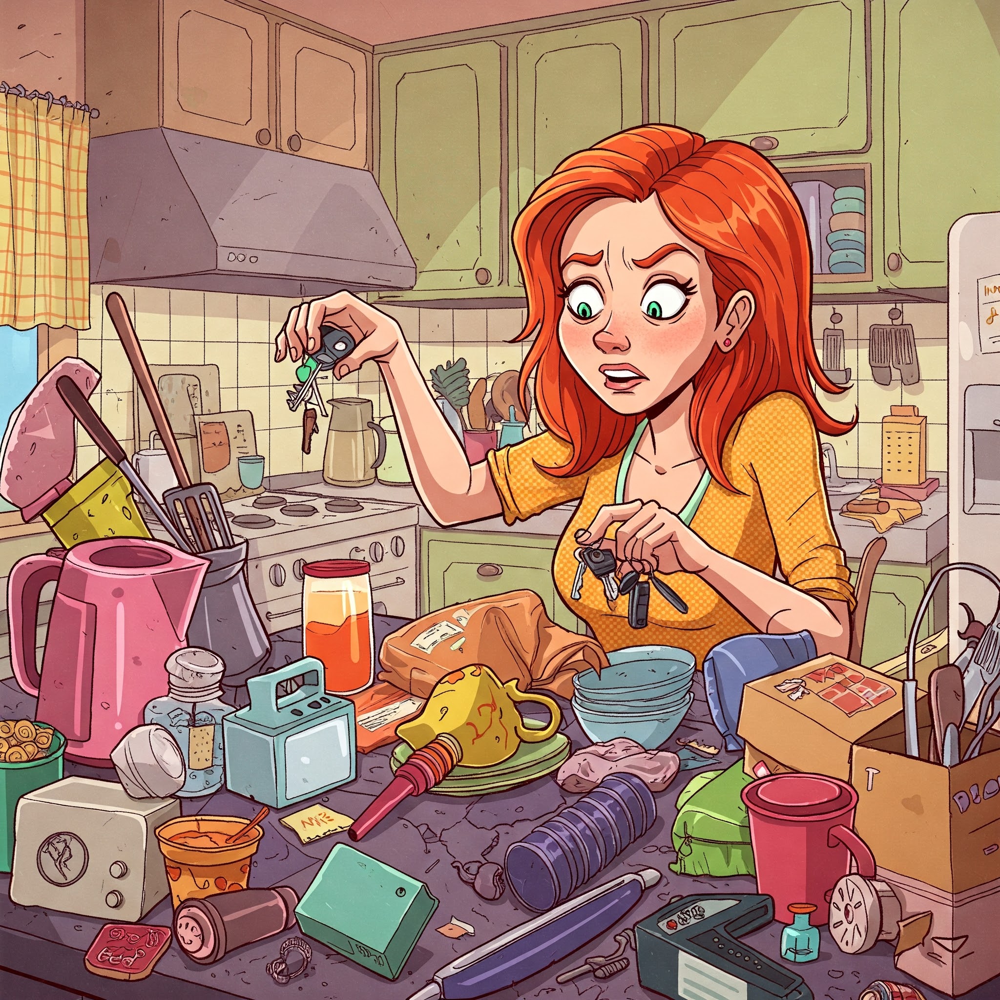 자동차 키를 못 찾겠어.