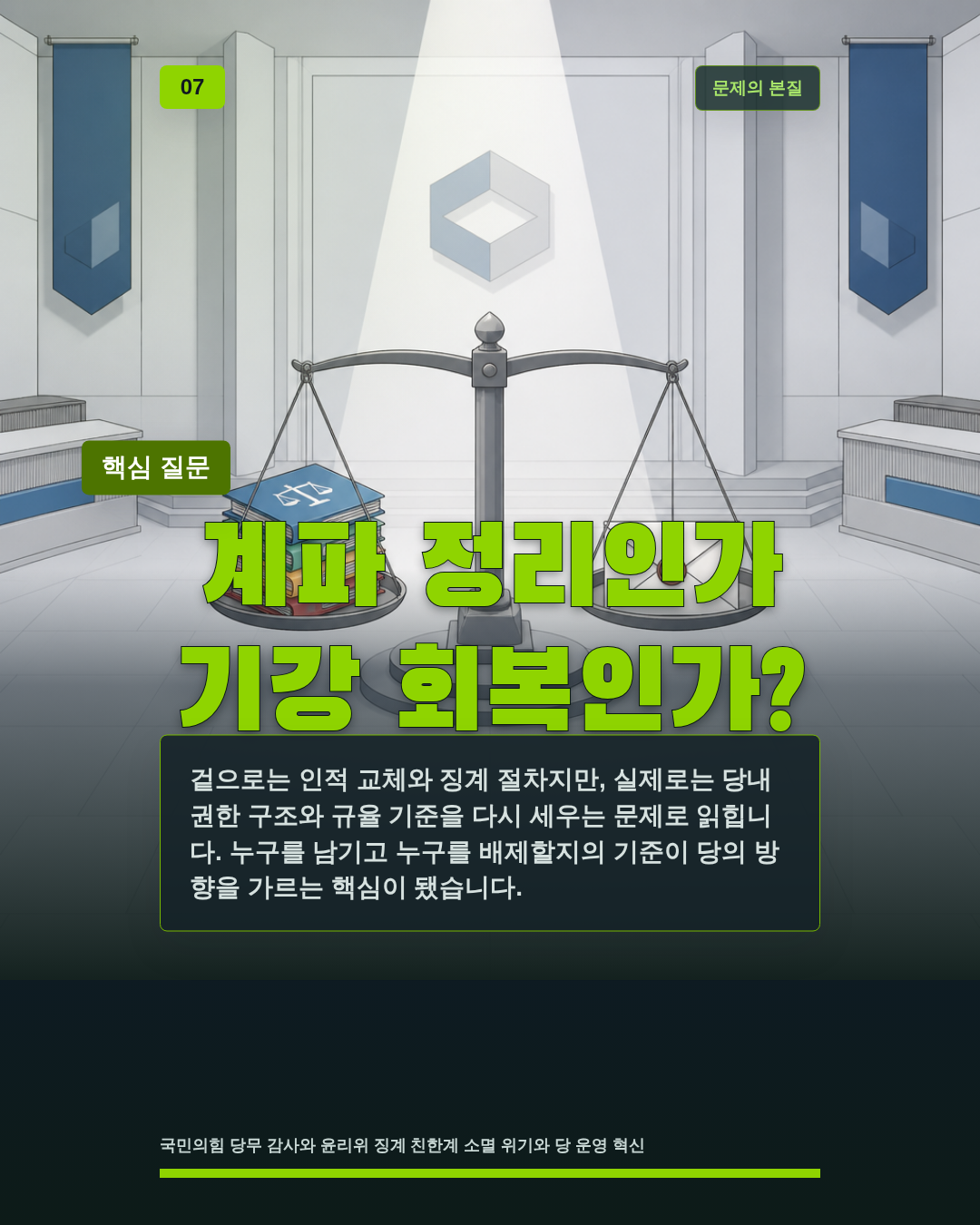 계파 정리인가 기강 회복인가?
