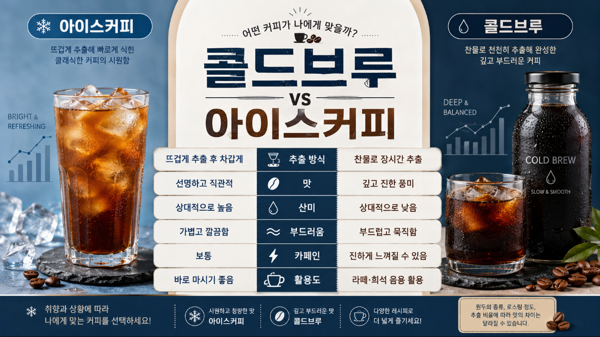 2026 콜드브루 트렌드와 아이스커피보다 콜드브루를 찾는 이유를 보여주는 블로그 썸네일 이미지