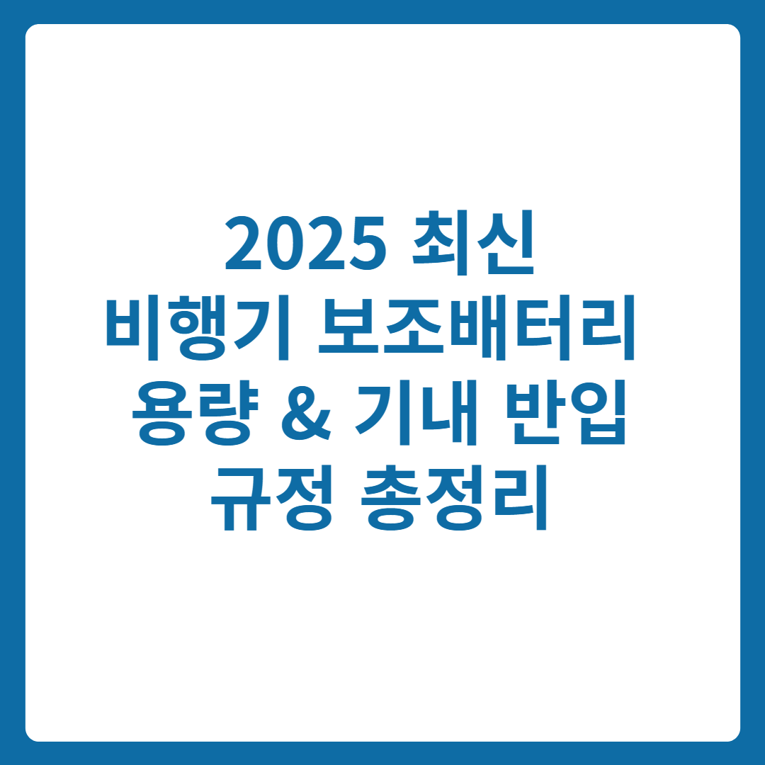 비행기 보조배터리 용량과 기내 반입 규정