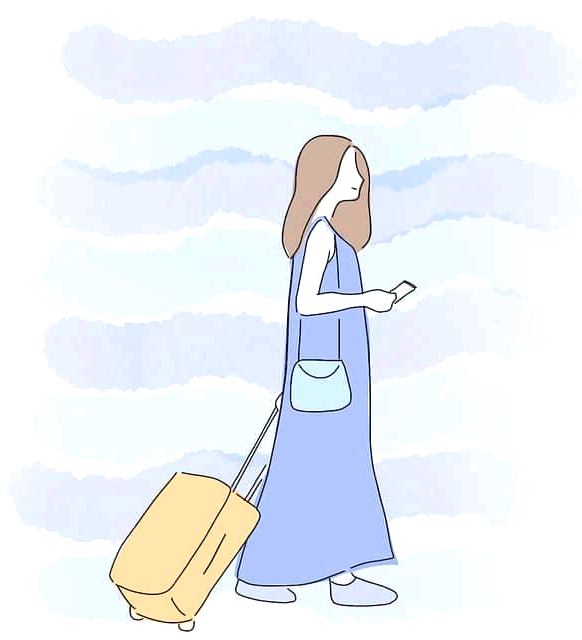 캐리어를 끌고가는 여성