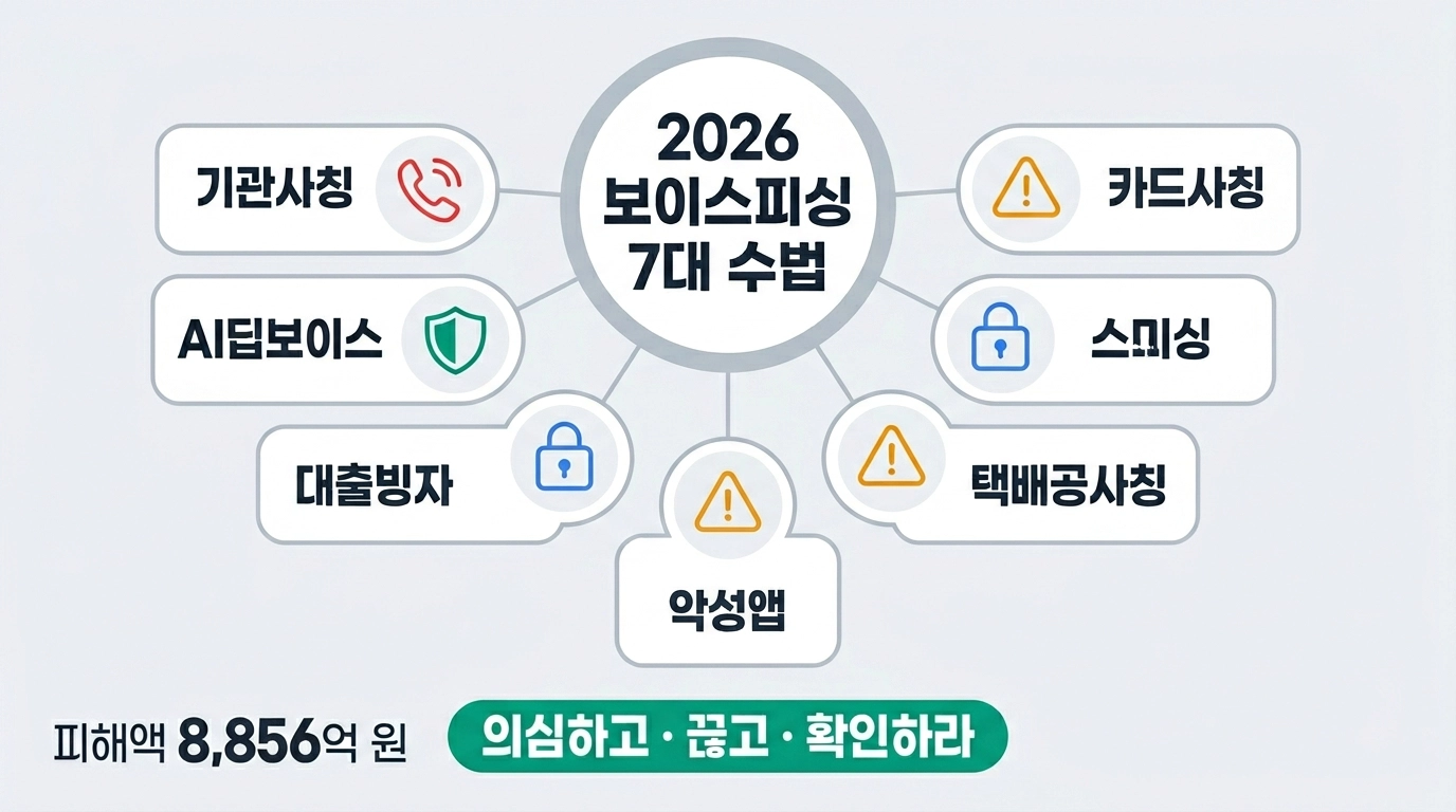 2026년 보이스피싱 최신 수법 7가지와 예방법 대응 총정리 인포그래픽