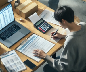 젊은 남성 노트북으로 일하는 모습