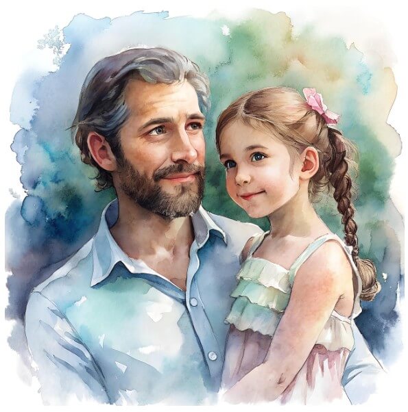 어린 딸을 안고 있는 아빠의 모습