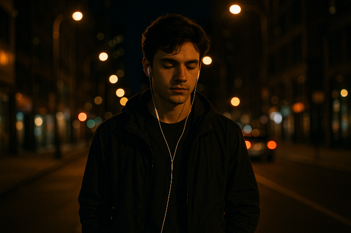 감정의 여운 속에서 음악을 듣는 청취자