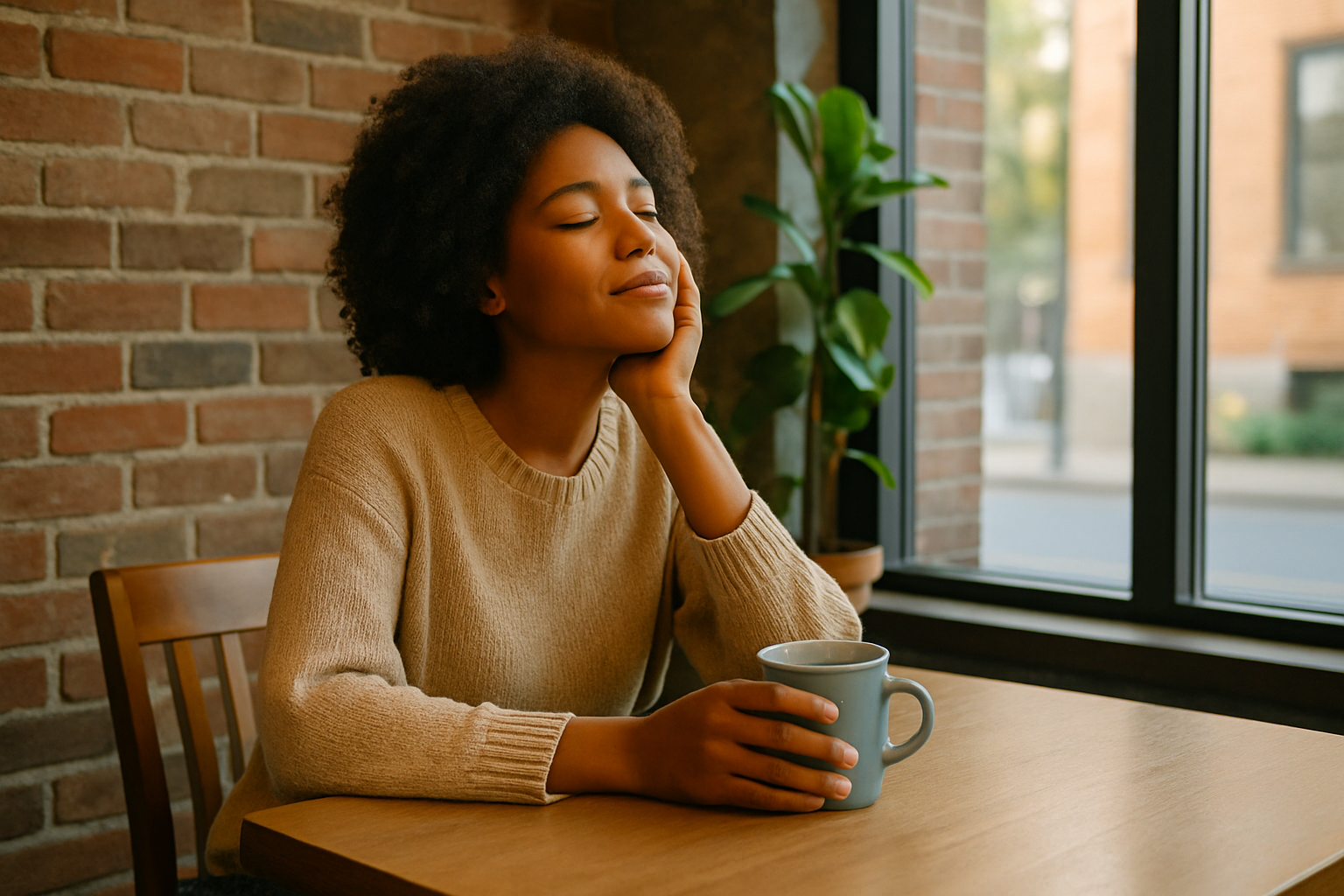평온한 카페의 순간